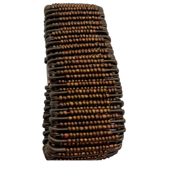 Watch Safety Pin Beaded Stretch Copper Tone Steampunk Punk Retro New with Tag - Picture 4 of 10